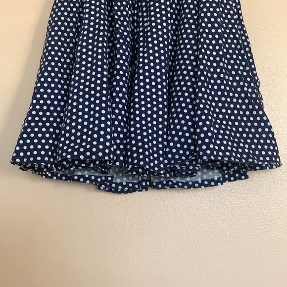 80's Pleated Round Skirt Navy White Polka Dots XS Circle Skirt A line - Picture 3 of 7